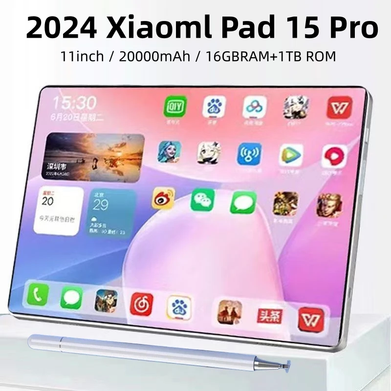 2024 글로벌 버전 Ml Pad 15 Pro 태블릿, 11 인치 HD, 4K, 안드로이드 13, 스냅드래곤 870, 16GB + 1T, 5G 듀얼 SIM, 블루투스, 와이파이, GPS, 샤오탭 