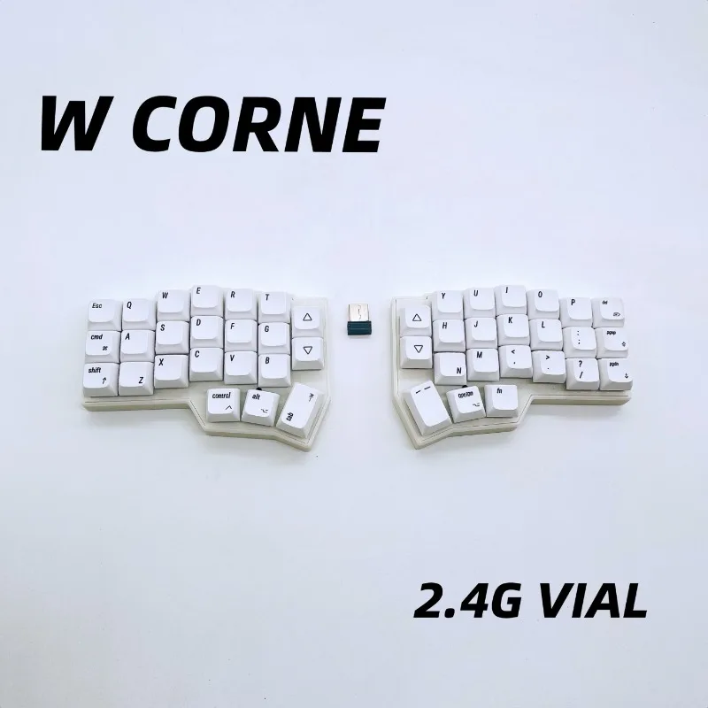 

W CORNE V4 Wireless Split Keyboard 2.4G Single-mode Ergonomic Split Custom DIY Hot-swappable No Light VIAL Mechanical Keyboards