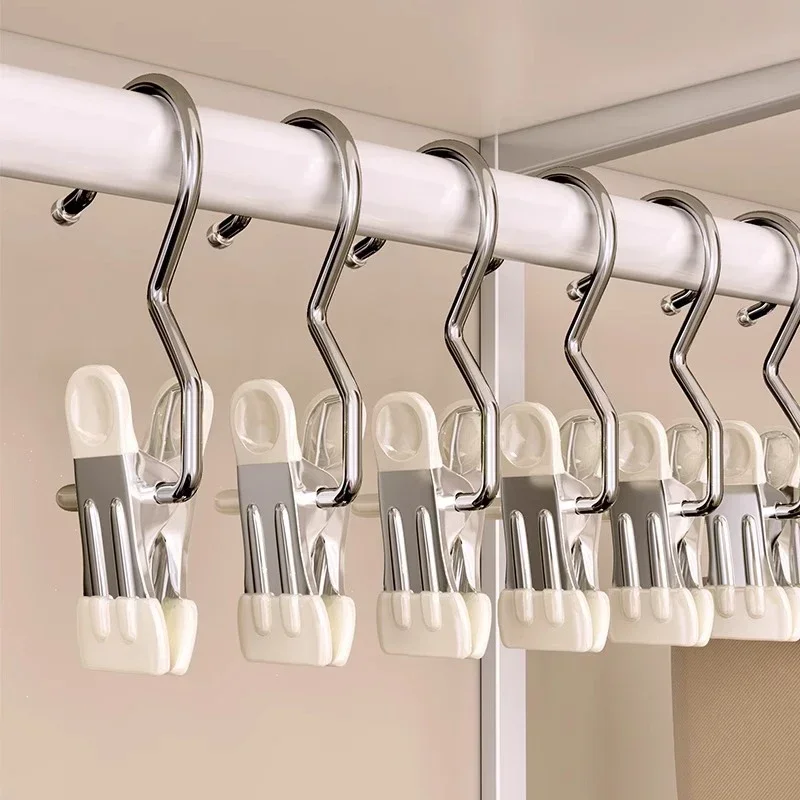 Hooks for Clothes Stainless Steel Clothing Clothespins Laundry Clothespin Pants Hanger Hook Closet Portable Storage Pegs Racks