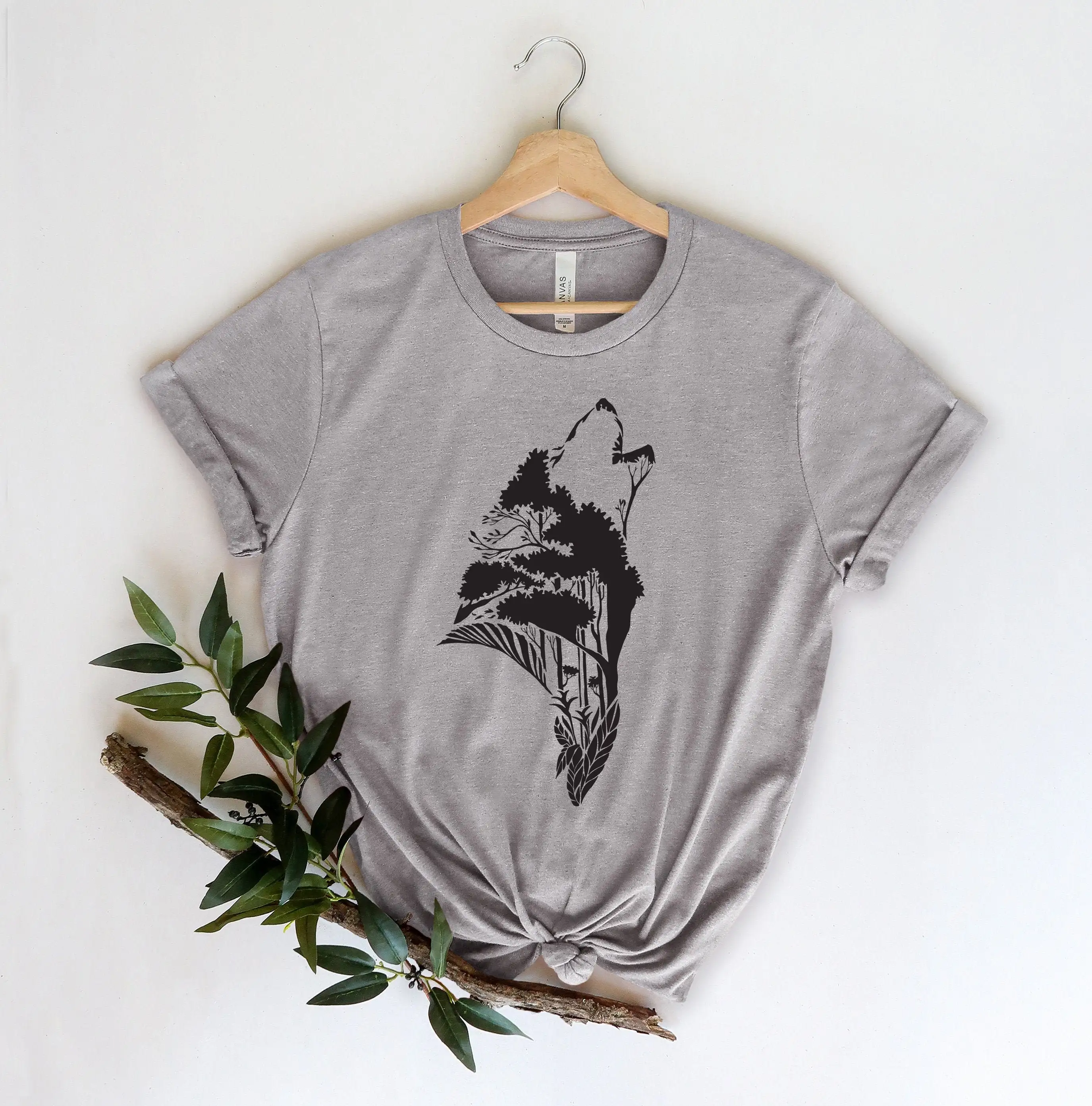 Wolf T Shirt Howling Floral Lover Animal Dog Girl Wildlife Animals