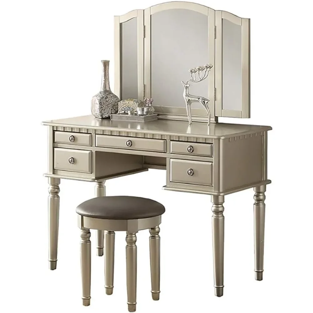 

Furniture for Bedroom F4079 St. Croix Collection Vanity Set With Stool Makeup Products Dressing Table Toiletries Home