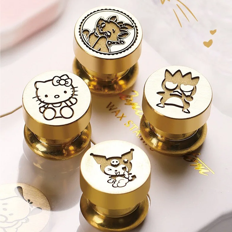 Sanrio Cinnamoroll Kuromi Cartoon Metal Wax Seal Embossed Stamp Head Retro Fire Paint Wax Sealing Stamp Head Anime Doll Decor