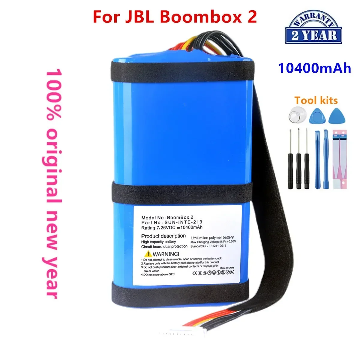 

Original SUN-INTE-213 SUN-INTE-268 10400mAh Battery For JBL Boombox 2 Boombox2 Speaker Replacement Battery +Tools