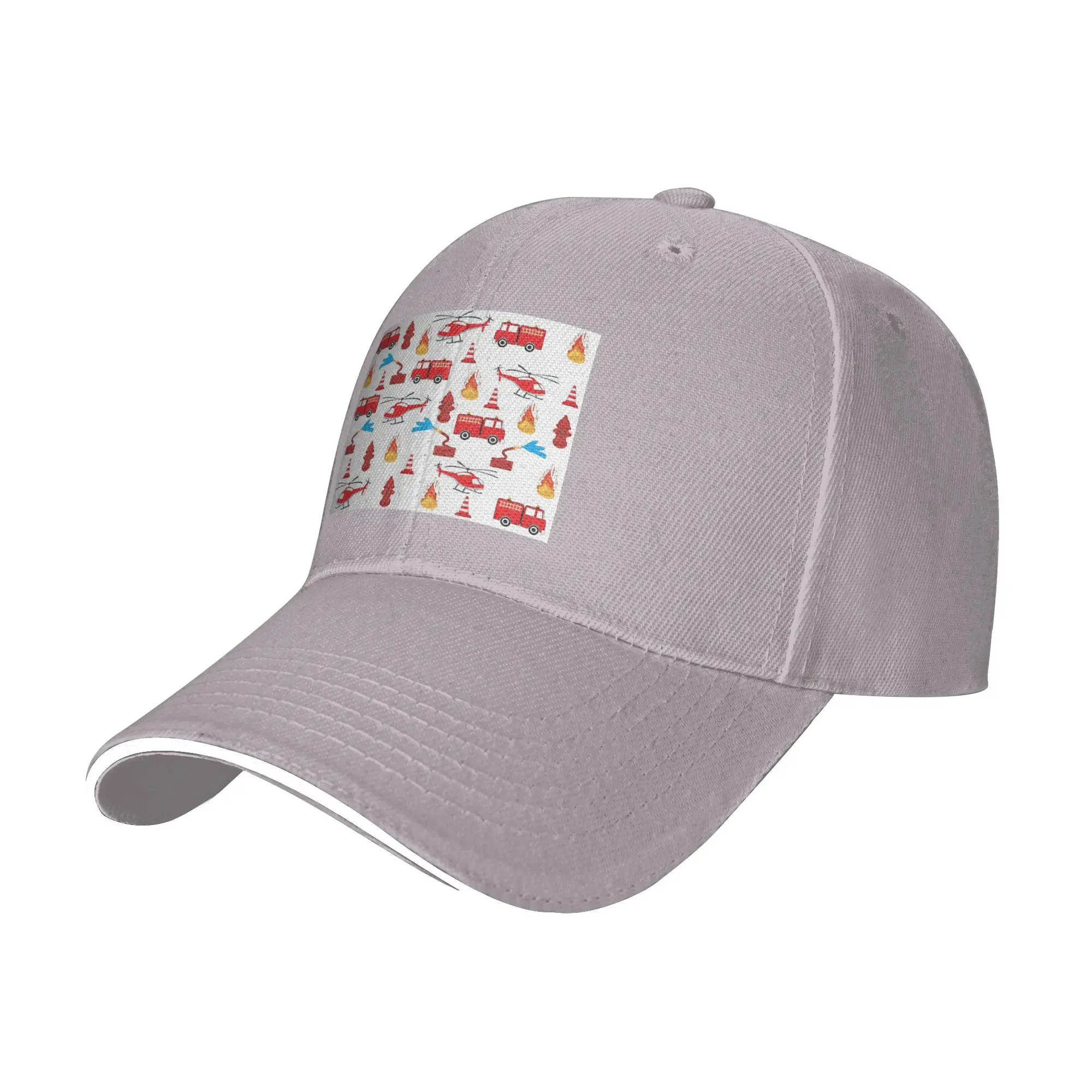 Red Transport Fire Truck Engine Brigade Cap Casual Baseball Caps Adjustable Hat Hip Hop Summer Unisex Baseball Hats Customizable