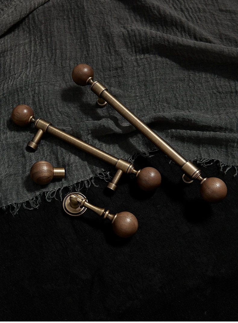 ANXIANG manija de latón antiguo cajón de nogal puerta de armario armario cocina manija de bola retro de bronce