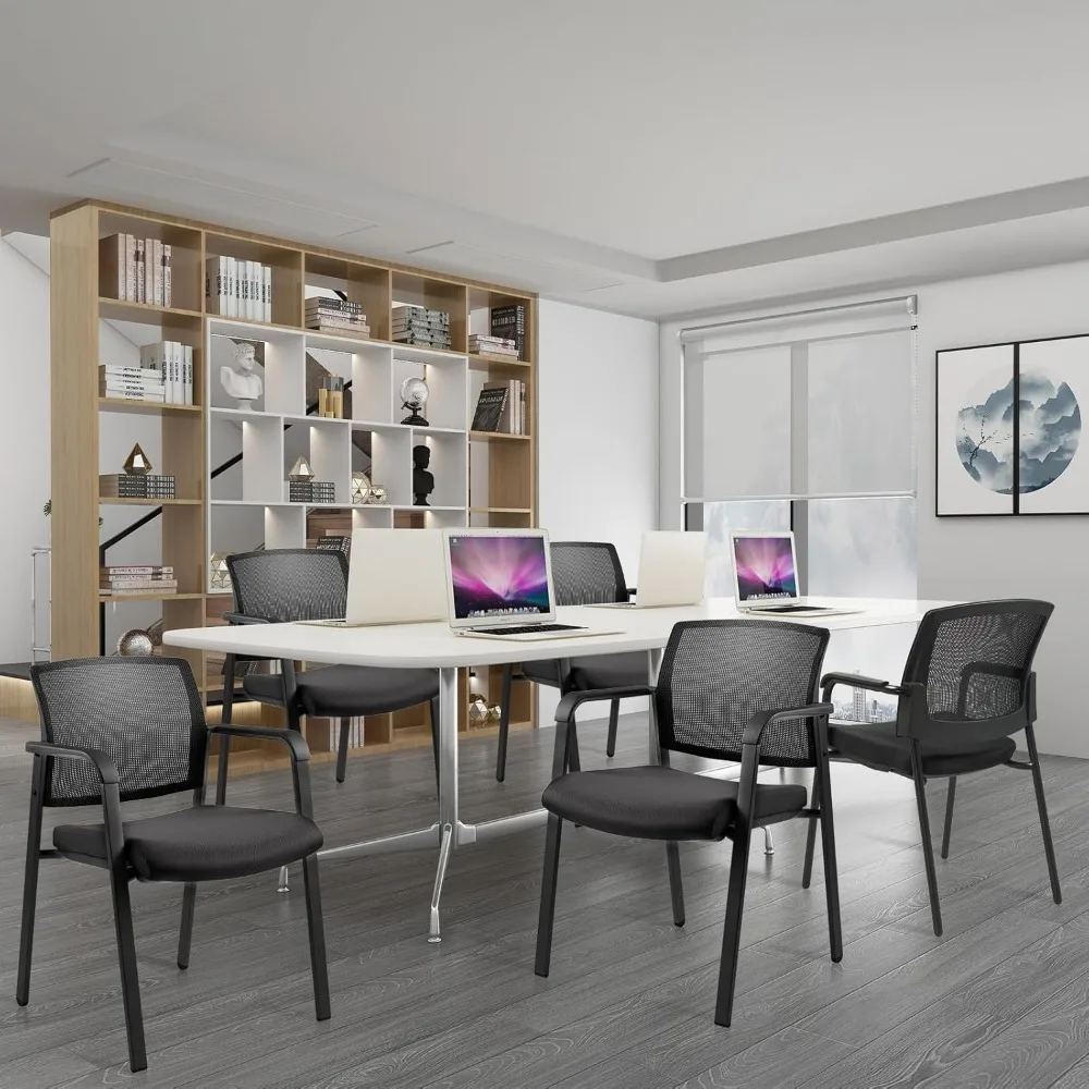 Krzesła biurowe z siatkowym oparciem, nakładane, z tapicerowanym siedziskiem z tkaniny i ergonomicznym wsparciem lędźwiowym, do biura, szkoły, kościoła, na recepcję dla gości.