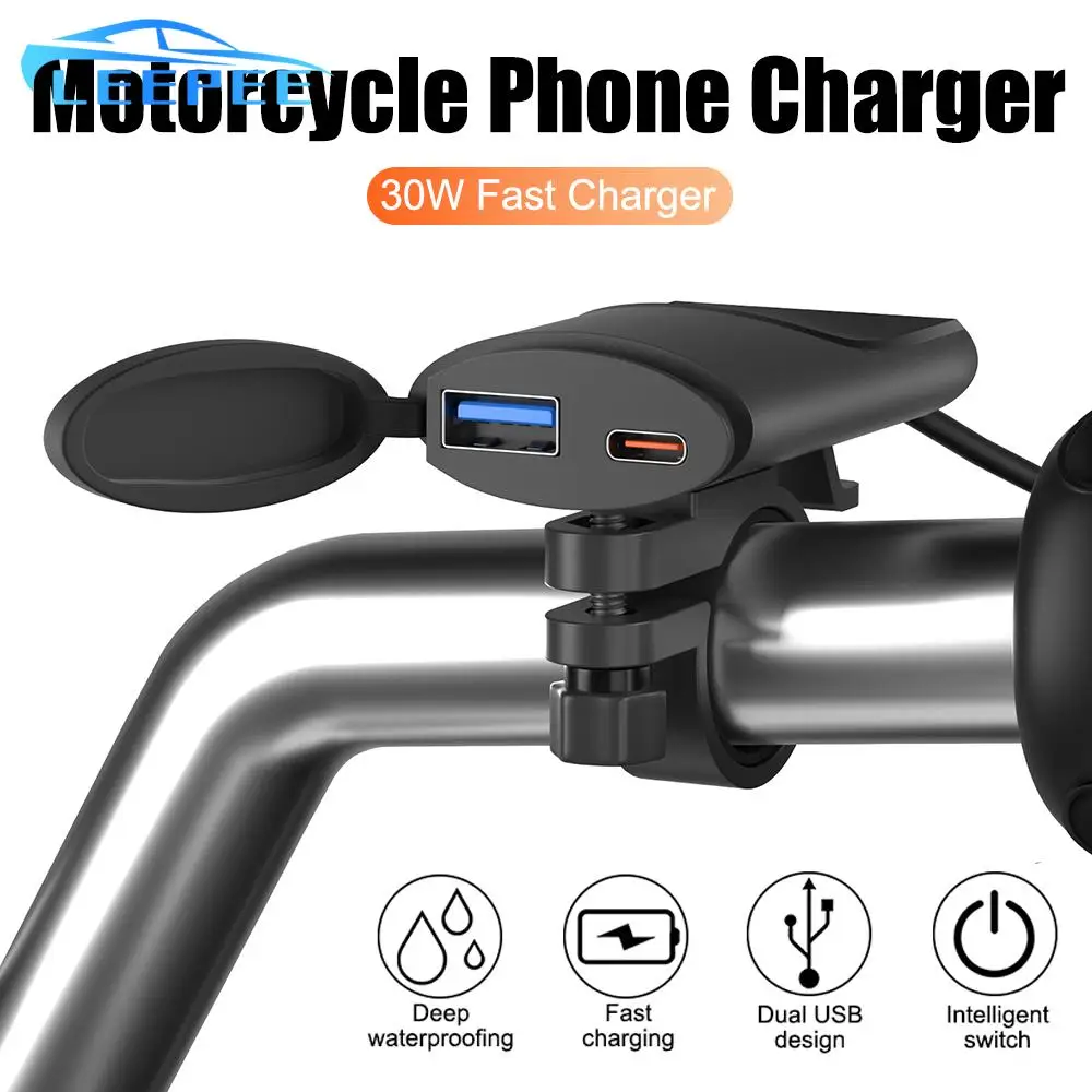 

Moto Phone Charger Motorcycle USB Charger Fast Charger Handlebar Mounting Bracket 12V-24V Motorcycle Accessories 3.4A 30W QC3.0