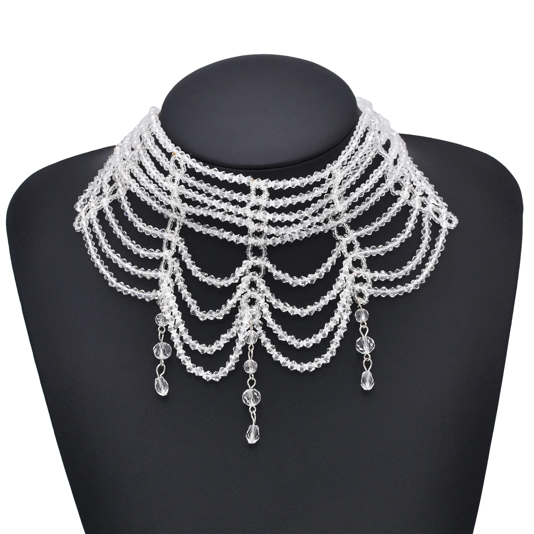 

Multilayer Crystal Beads Necklace for Women European American Ladies Bride Wedding Accessories Necklaces New Trending Jewelry