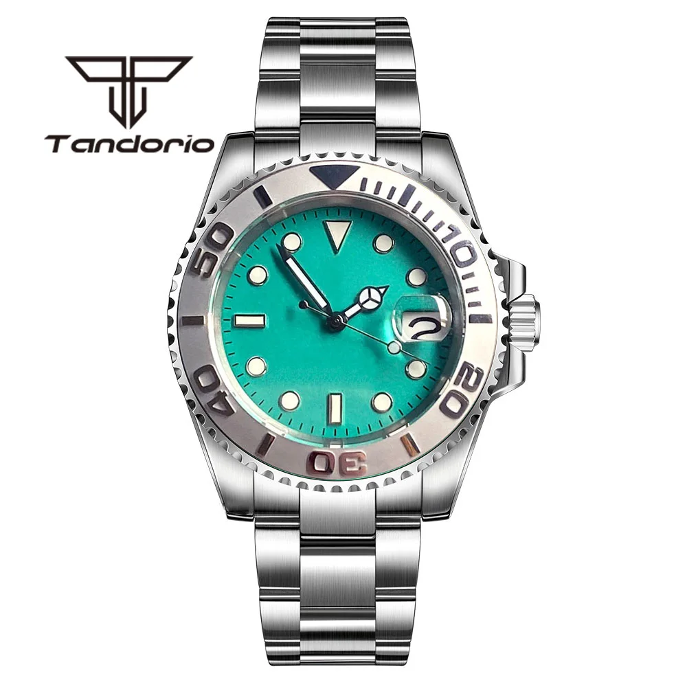 

Tandorio NH35 Greenish Blue Dial 40mm Automatic Wristwatch for Men Waterproof Sapphire Sterile Dial Date Mechanical Watch