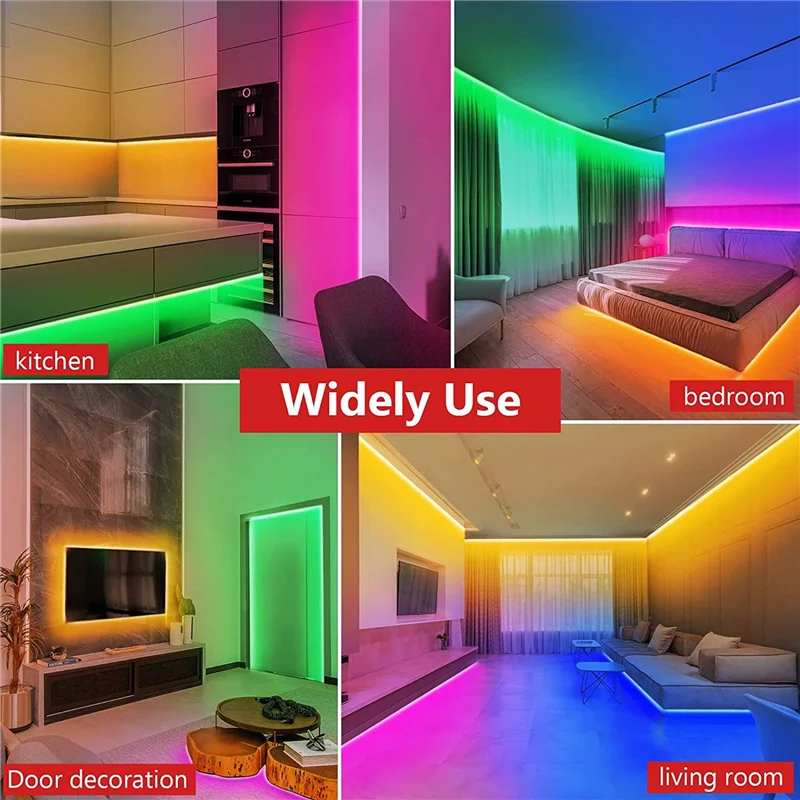 ABNL 10M RGB 라이트 스트립 3528 600LED 유연한 LED 스트립 라이트 44 키 원격 + 컨트롤러 크리스마스 거실 침실
