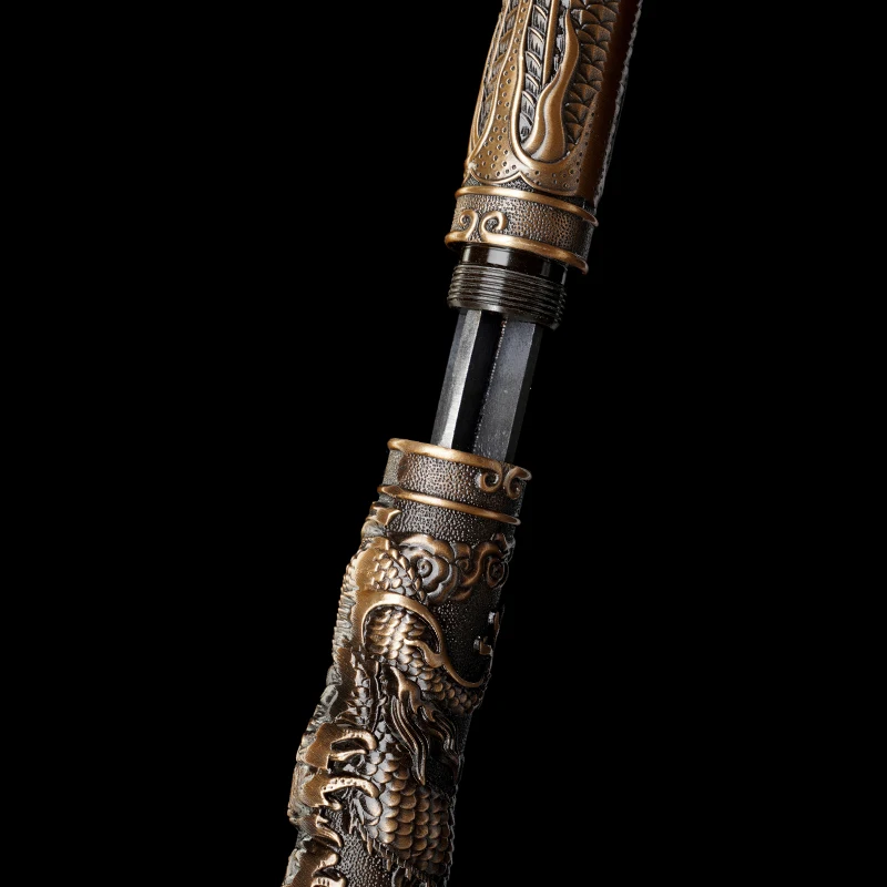 Chinese Staff Sword High Manganese Steel Full Tang Ready Battle Wishes Golden Cudgel Full Metal Warrior Dragon Katana Home Decor