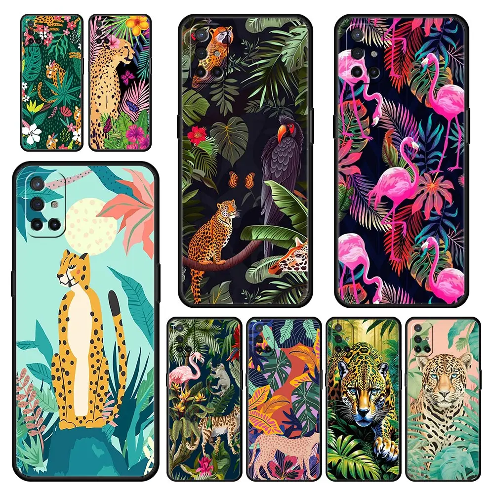 Phone Case For Oneplus 13R 12R 10R 9RT 9R 13 12 11 10T 9 Nord CE 2 3 N200 N10 N30 Pro 5G Soft TPU Tropical Jungle Print Leopard