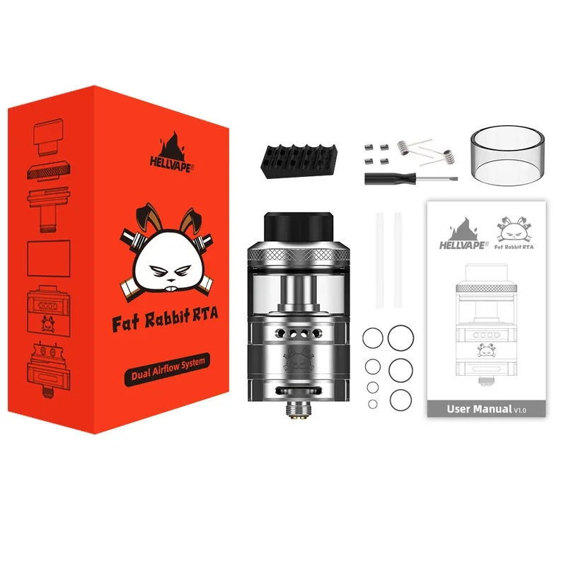 ถัง RTA แบบกระต่ายอ้วนแท้ความจุ5.5มล. ระบบการไหลของอากาศแบบคู่ RTA พร้อม0.37ohm Ni FAT clapton