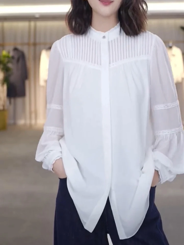 

Korean Sle Casual Faion Spring 2025 Commute irt Loose Feeling Top plus Size Women's Clothing Long Sve irt