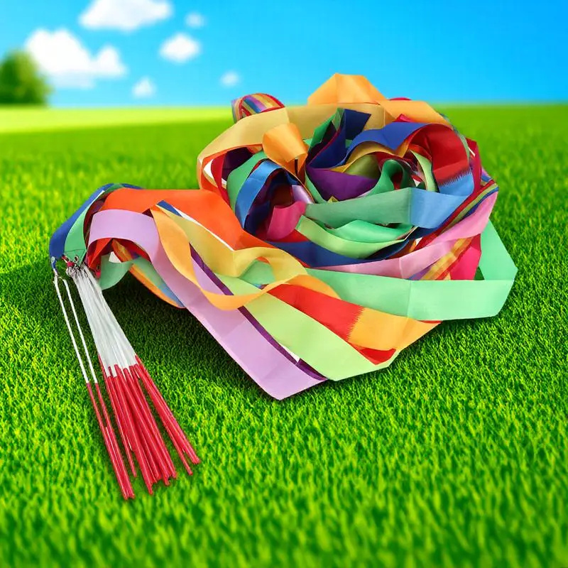 14Pcs Colorful Gymnastics Ribbon Rhythmic Dancing Streamers Ideal for Kids Dance Twirling Training Exercise Color Guard Marching