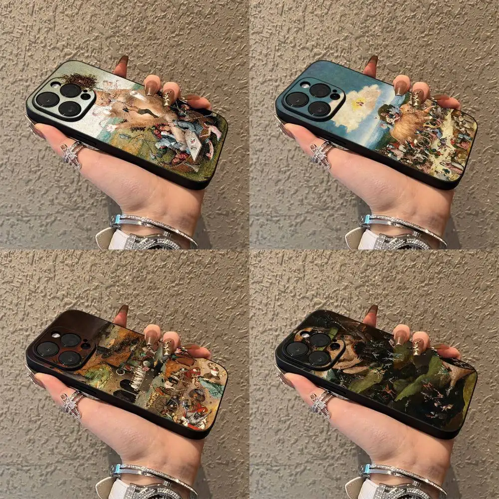 

H-Hieronymus Bosch Cat Painting Phone Case For iPhone 17,16,15,14,13,12,Pro,Max,Plus,E,SE4,Air,Mini Black Soft Box