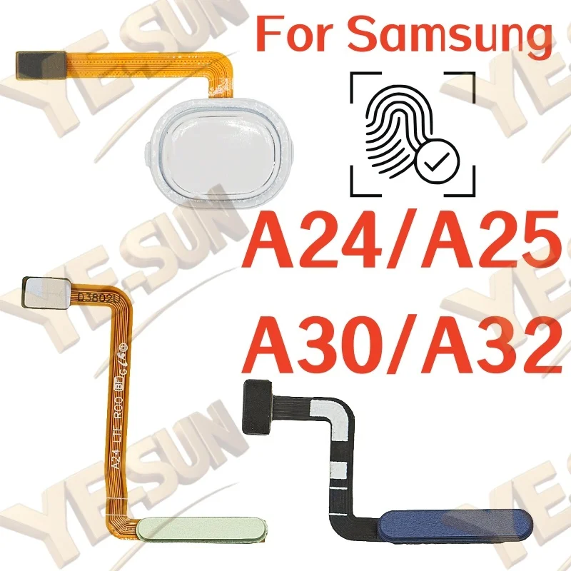 For Samsung Galaxy A24  GalaxyA25 A30  Galaxy A32  Fingerprint Sensor Home Return Key Menu Button With Side Power On Off Flex