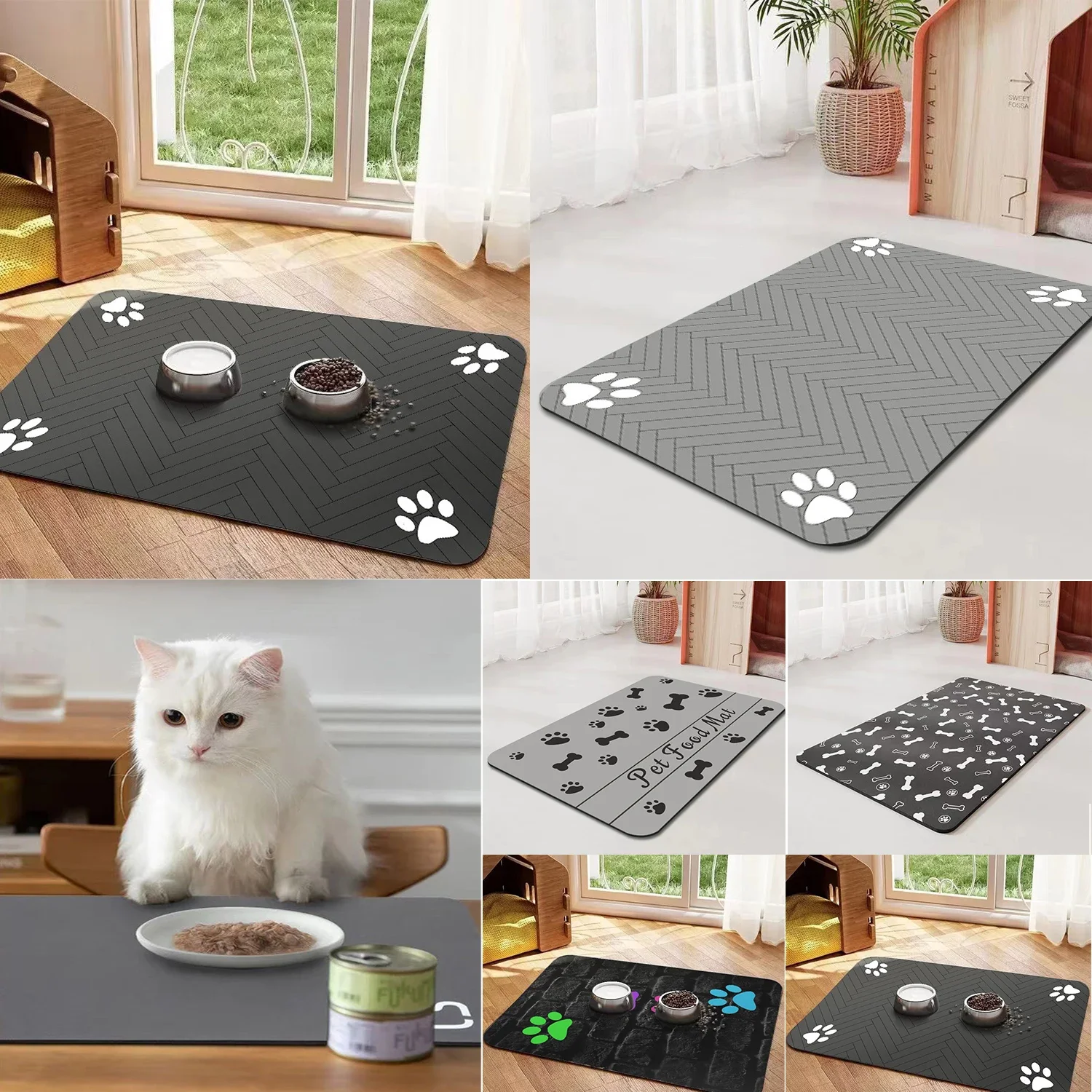 1pc Pet Placemat Dog Food Bowl Mat Drinking Feeding Placemat for Dog Cat Quick Dry Mat Waterproof Pet Bowl Pad Feeder Mats