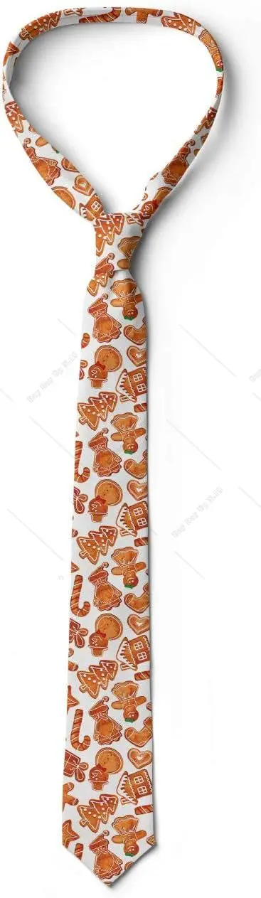 

Holiday Christmas Ties for Men Ginger Bread Man Multicolor Modern Men's Tie Cookie Patterns Shirts Ties