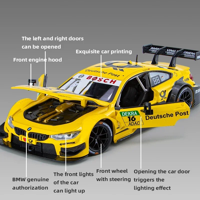 1:24 M4 DTM Racing Car Model Miniature Toy Boy Diecast Metal Vehicle Collection Alloy Gift One Piece Hot Wheels Fast and Furious