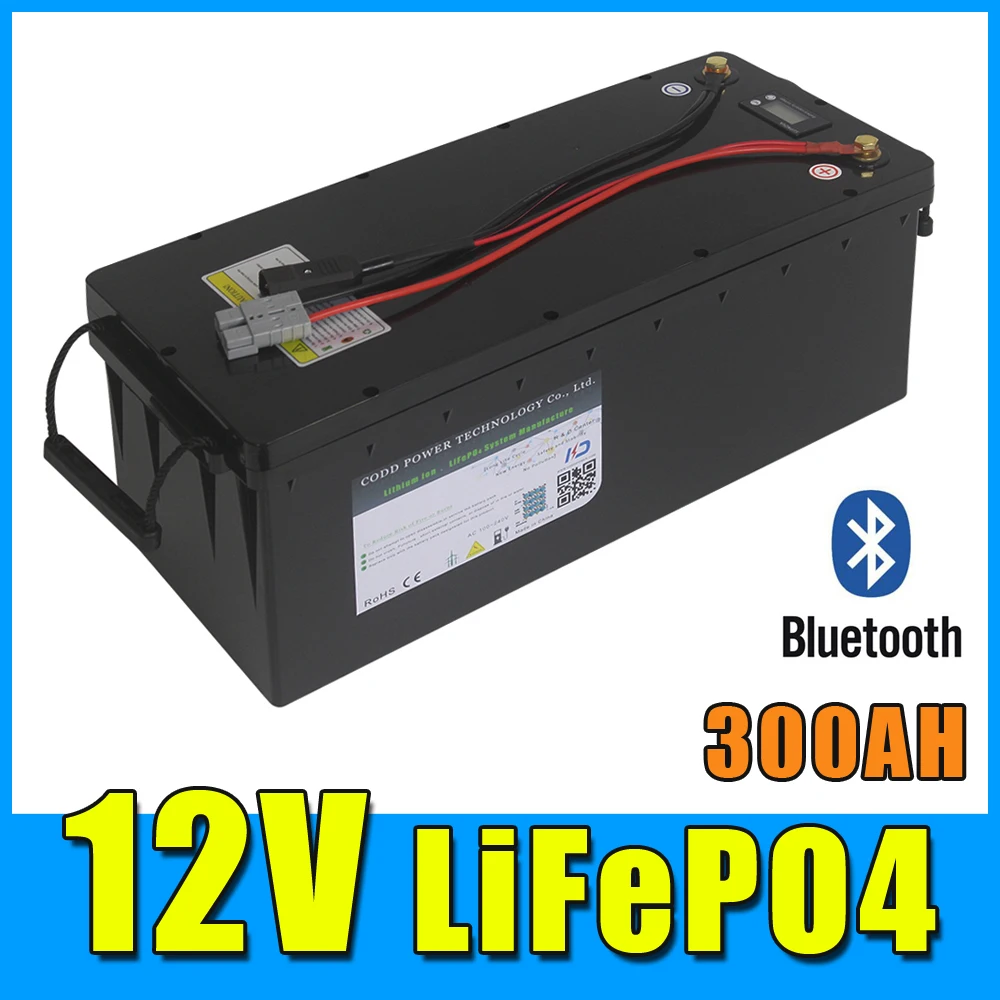 

12V LiFePO4 Bluetooth BMS 12.8V 300AH Lithium iron Phosphate Battery RV Solar Storage Boat Yacht