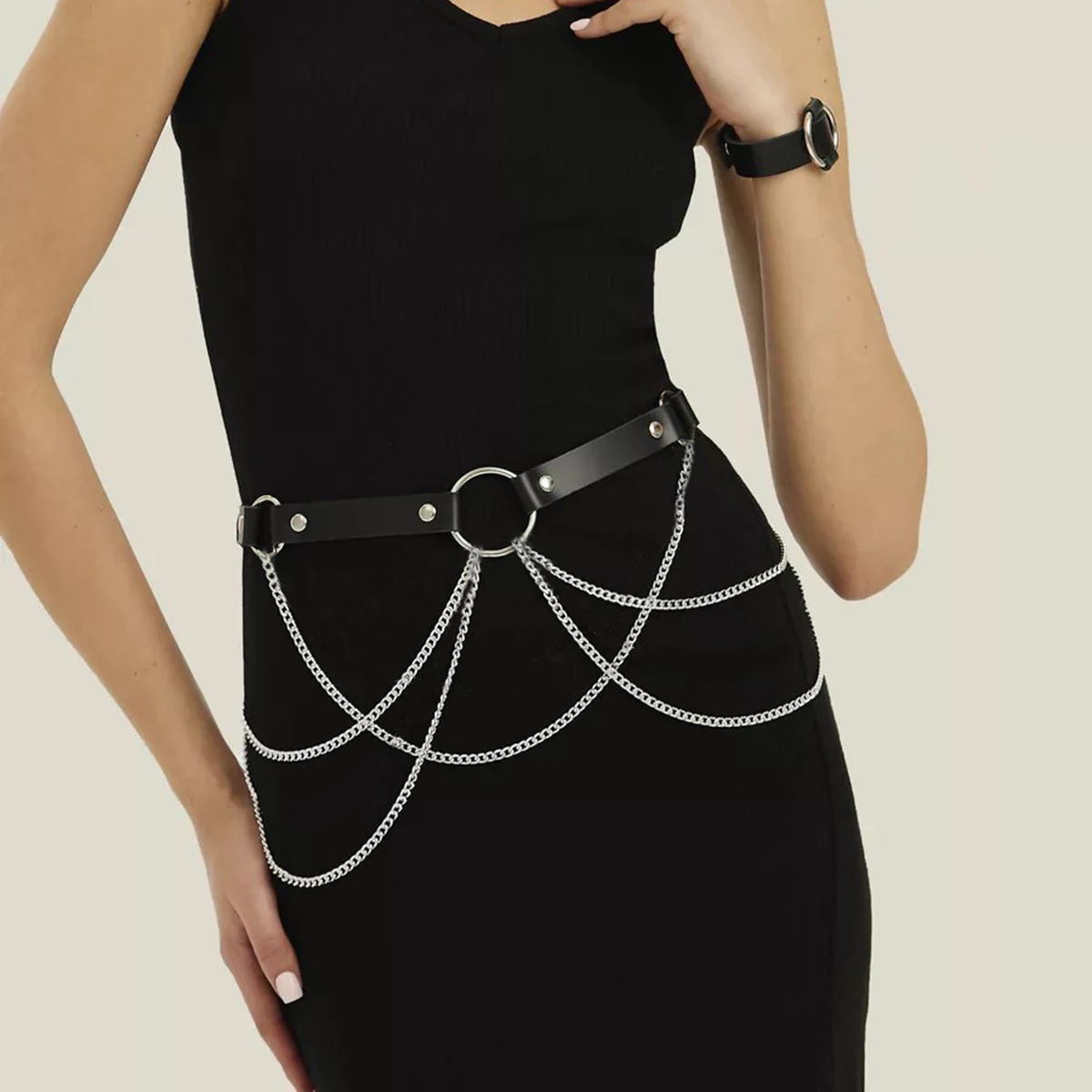 Women Fashion Chains Belly Belt Harness Garter Waist Corset Belt Leather Harness Waists Thigh Harness Gothic Clothing Accessory