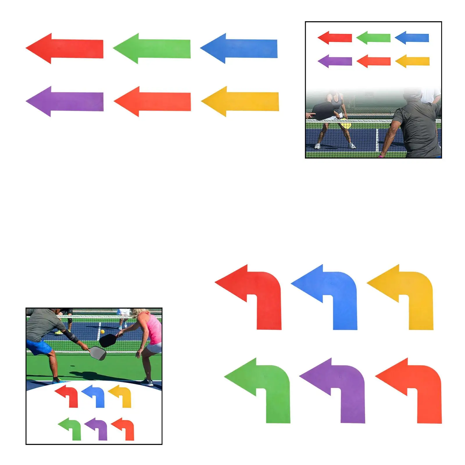 6x Arrow Directional Arrow Stickers Badminton Training Equipment Marking Lines