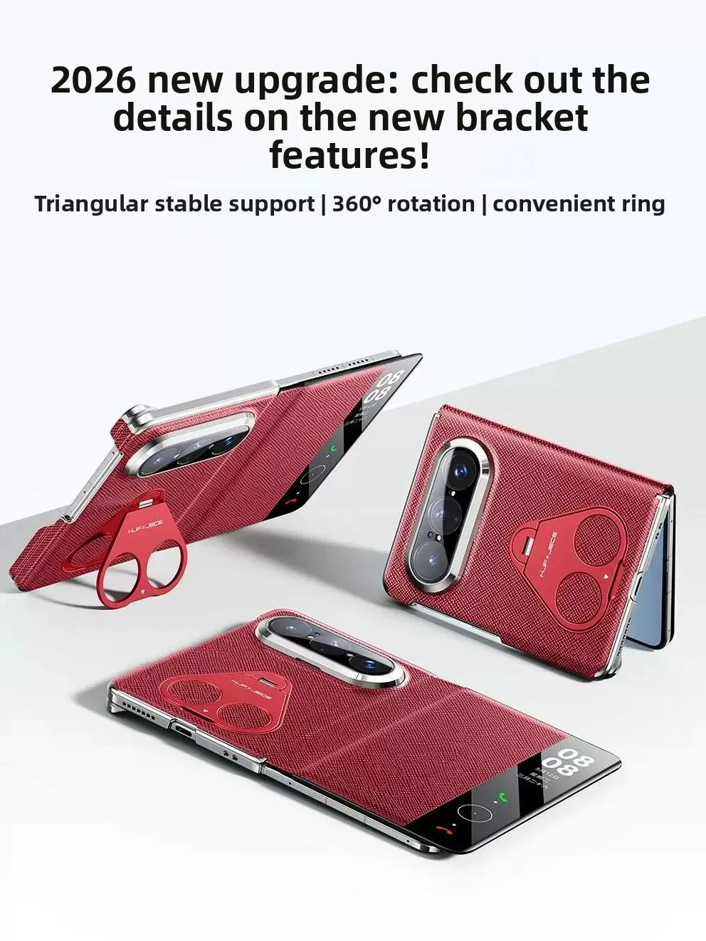 Genuine leather smart flip case for huawei pura x max,Crisscross texture full coverage protective with finger ring stand case