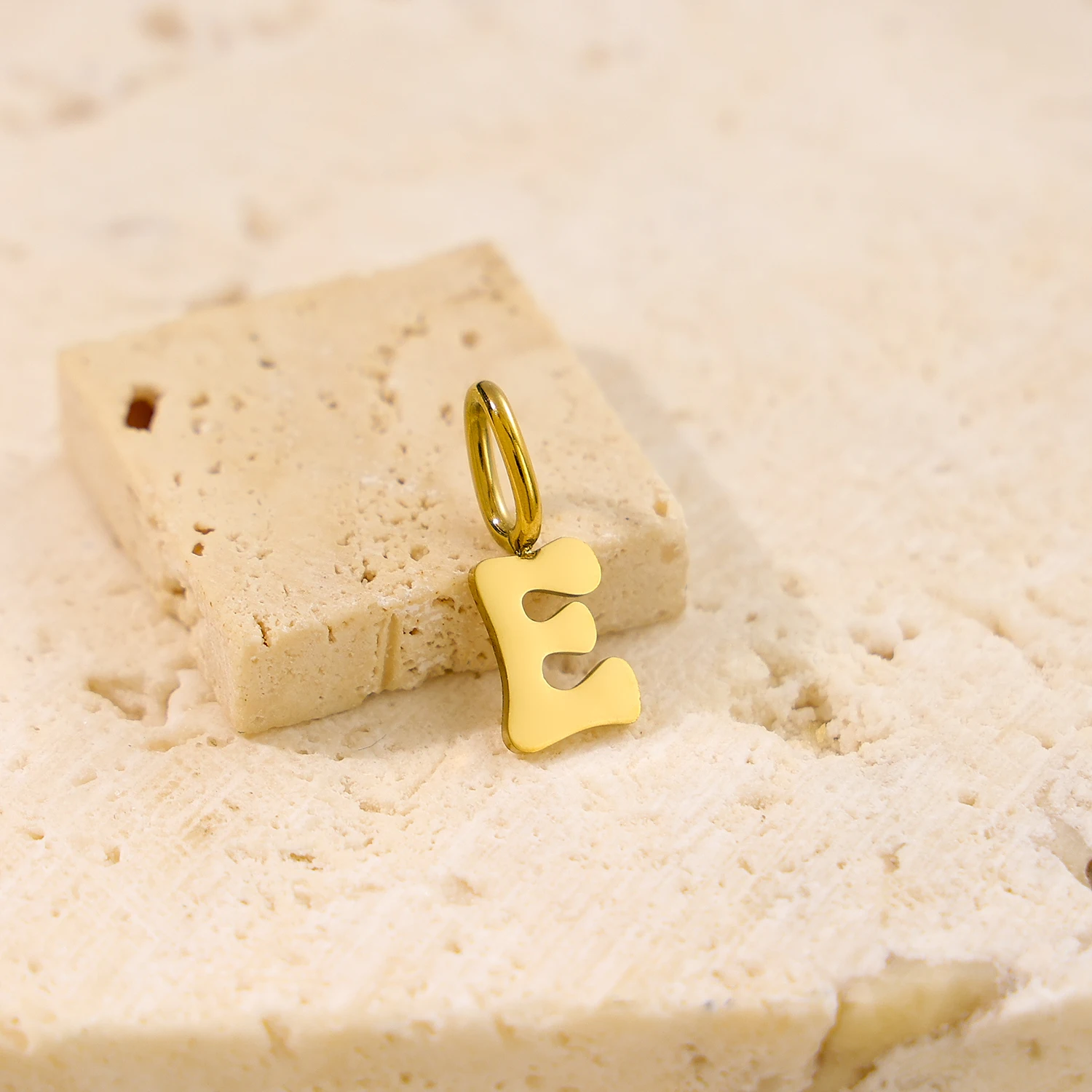 14K Gold-Plated Initial Charm Pendants - Minimalist Stainless Steel Alphabet DIY Jewelry for Women