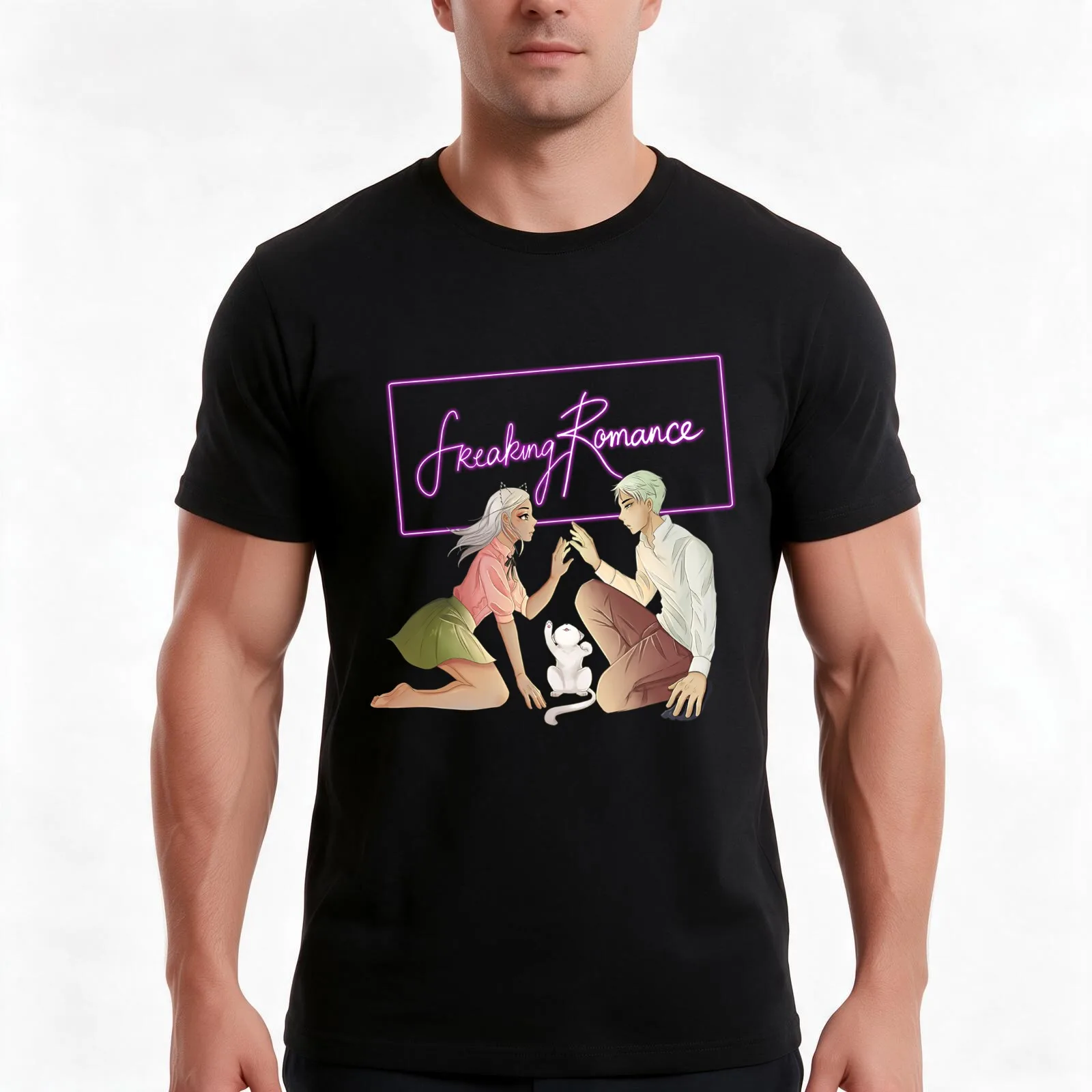 Freaking Romance - Zylith , Mr Purrfect & Zelan T-Shirt, Summer Casual Cotton Tee, Oversized Streetwear Tops, Unisex Men Women
