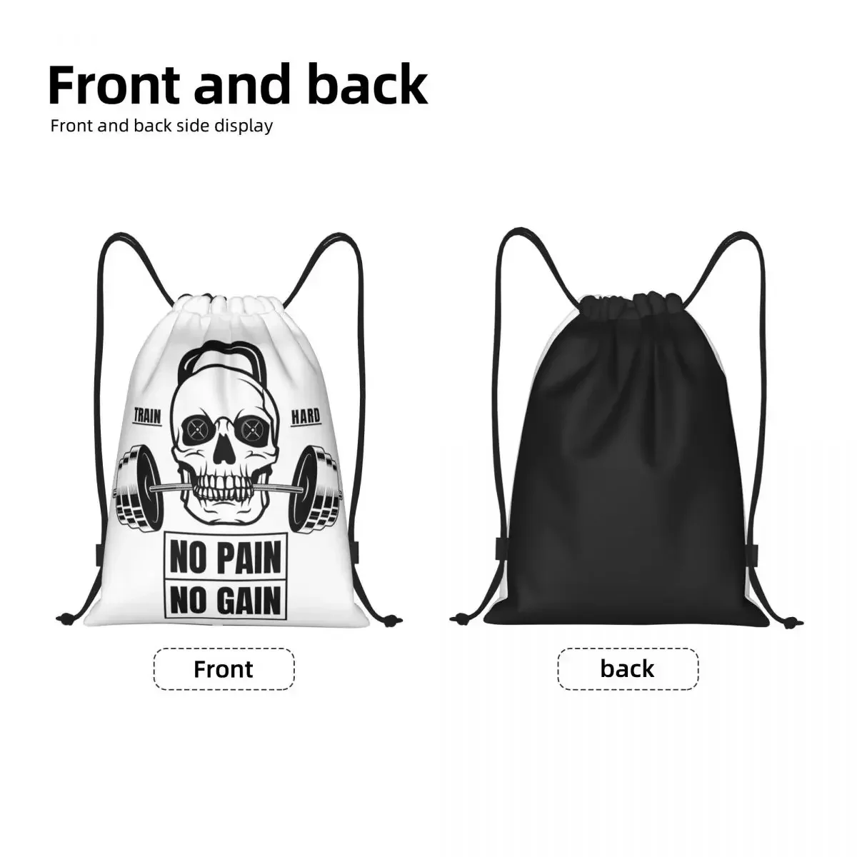 No Pain No Gain Drawstring Backpack Women Men Gym Sport Sackpack Foldable Bodybuilding Fitness Gym Training Bag Sack