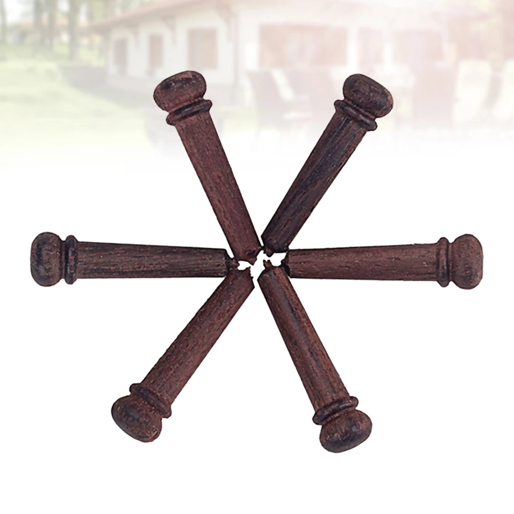 

6 Pcs Rose Wood String Nails Guitar Electric Bridge Part Mosaic Pins for Acoustic Wooden Pegs