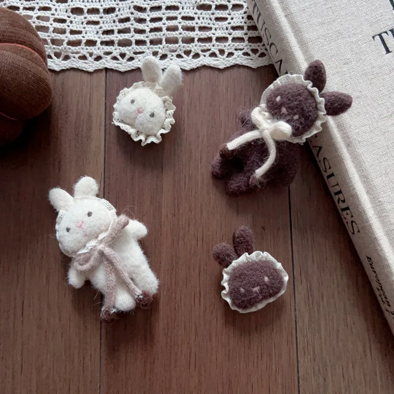 Furry Cute Little Rabbit Plush DIY Hair Clip for Kids Shoes Hat Clothing Accessory Soft Handmade Premium