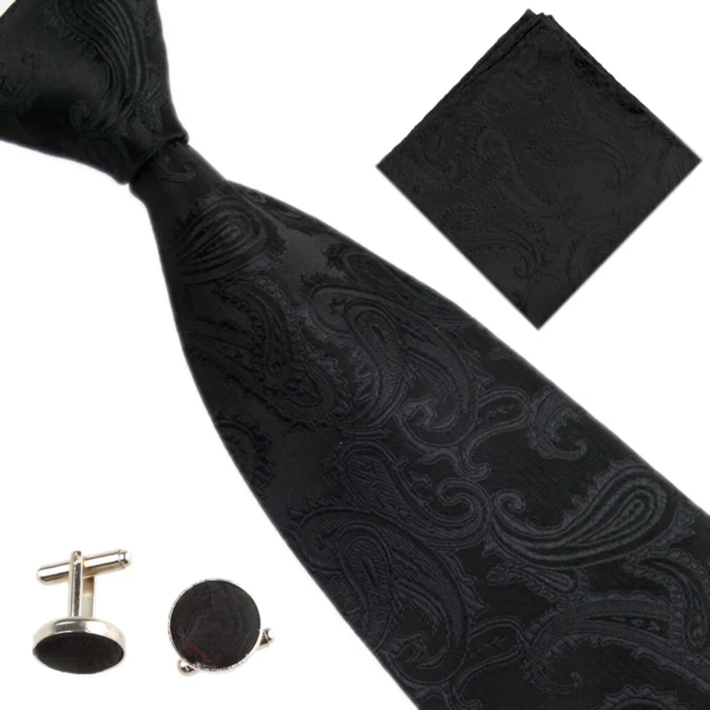 Ensemble de cravates de la présidence pour hommes, accessoires de mariage, fleur, cachemire, poche carrée, boutons de manchette imbibés