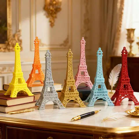 Eiffel Tower Paris Christmas Tree Decoration Plastic Pasted Powder Model Pendant Window Display Photo Prop Home Decor