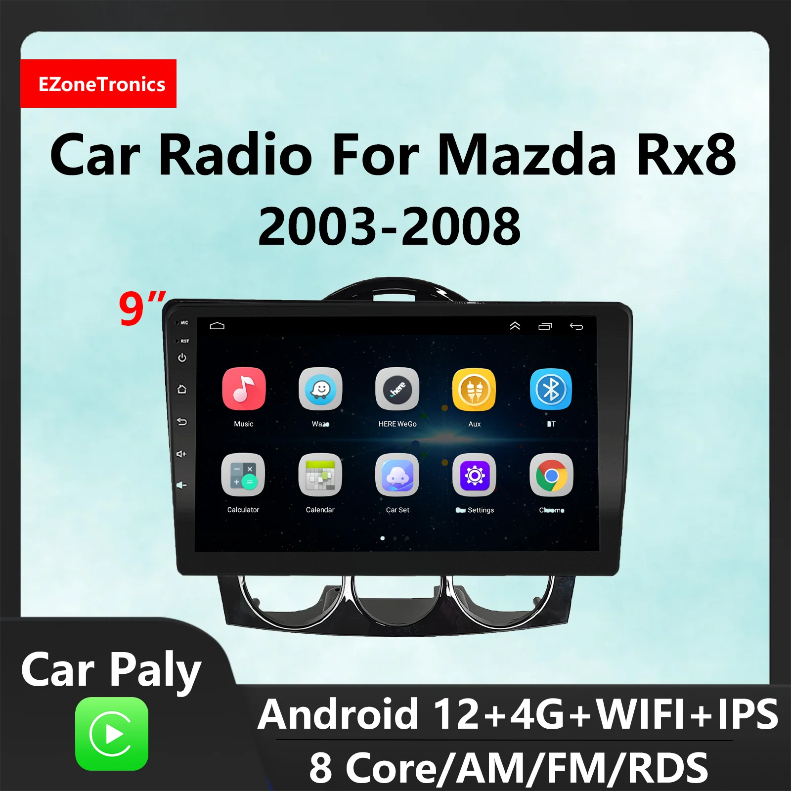 

EzoneTronics CarPlay Android автомобильное радио для Mazda Rx8 2003-2008 GPS навигация Bluetooth плеер Автомобильная развлекательная система