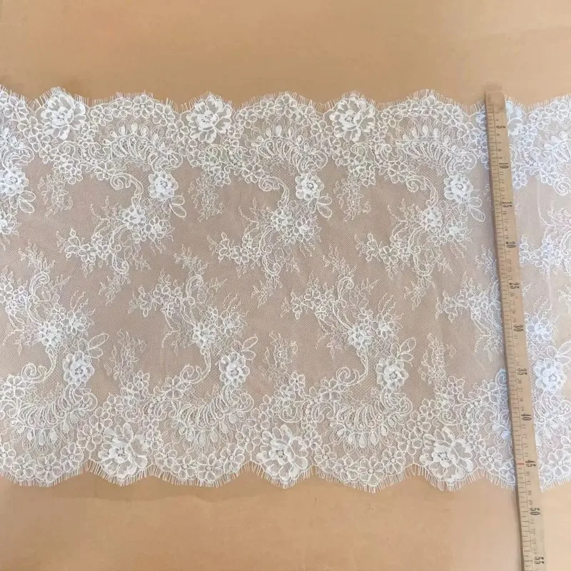 3D Border Eyelash Lace Fabric, Handmade DIY, Wedding Dress Accessories, 47cm Width
