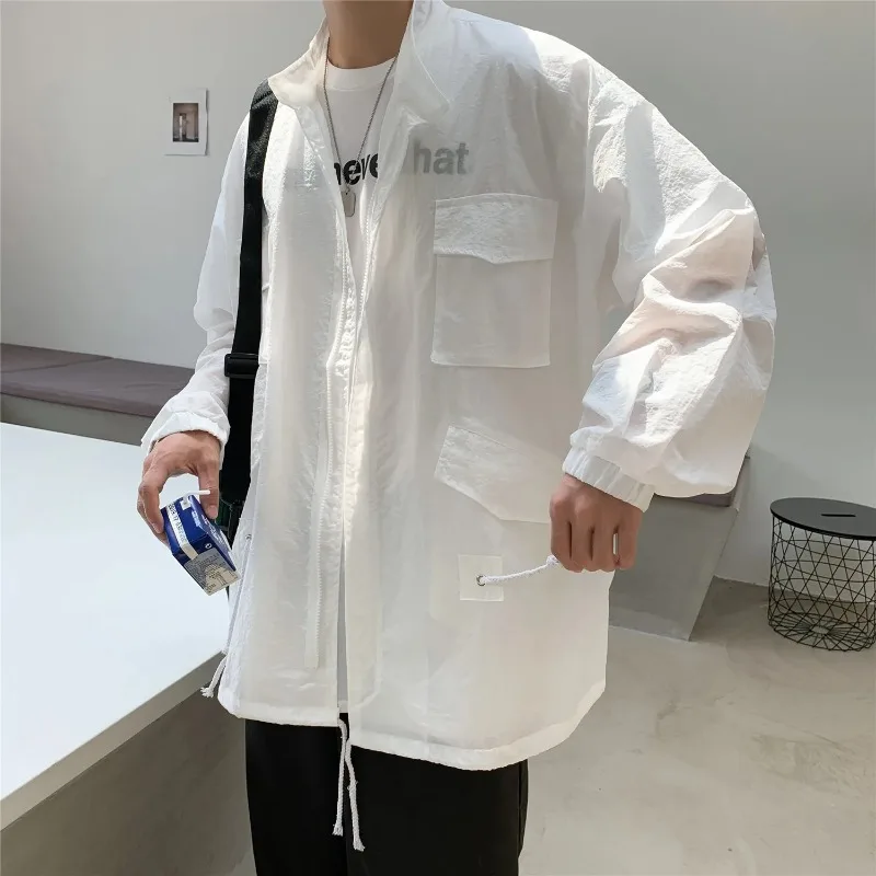 

Men's Summer Sunscreen Long Sleeve Jacket Men Streetwear Fashion More Pockets Ultra Thin Breathable Multicolor Riding Jackets