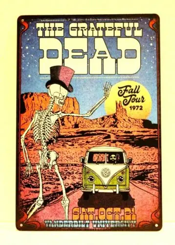 The Grateful Dead Tin Sign Live in Concert 1972 Tour Vintage Ad Metal Poster XZ