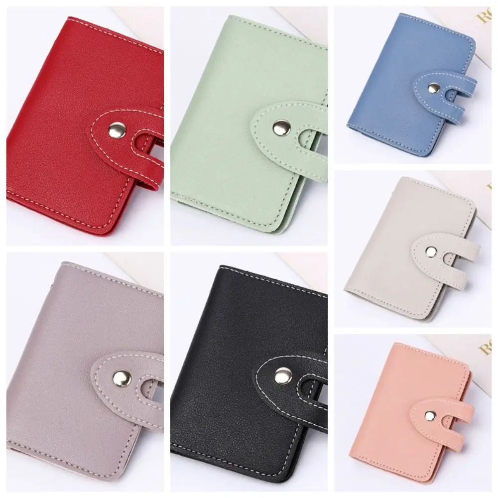 26 Cards Pocket PU Leather Card Bag Korean Style Solid Color Short Clutch Bag PU Leather Coin Purse Credit Card Holder Outdoor