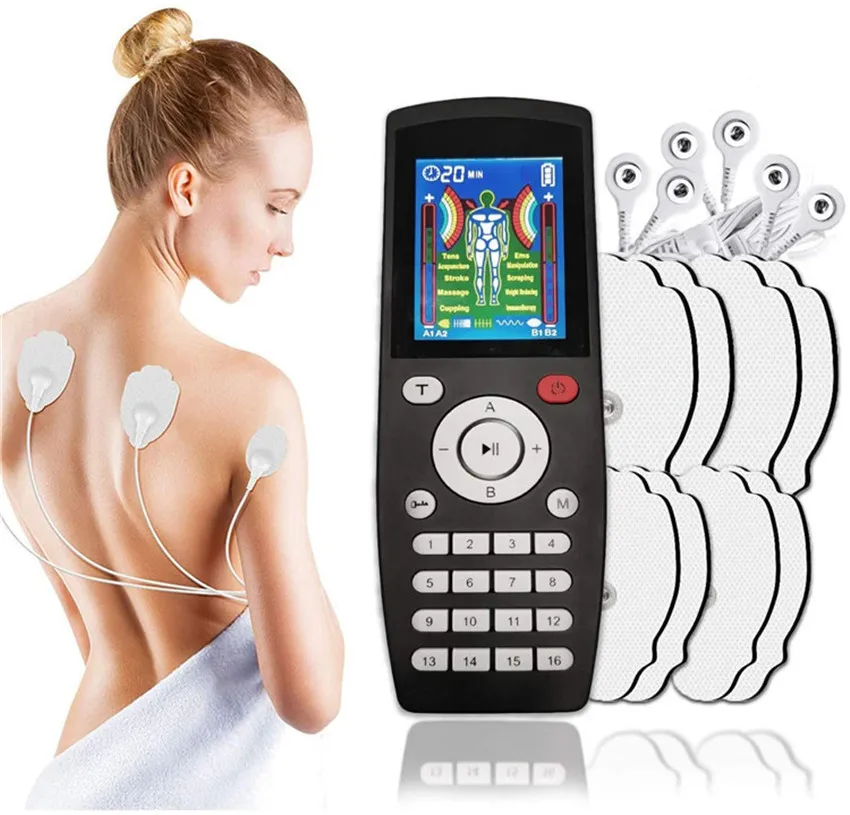 

16 Mode Electronic Pulse Massager Tens Machine Unit Ems Muscle Stimulator Body Pain Relief Digital Therapy Machine with Pad