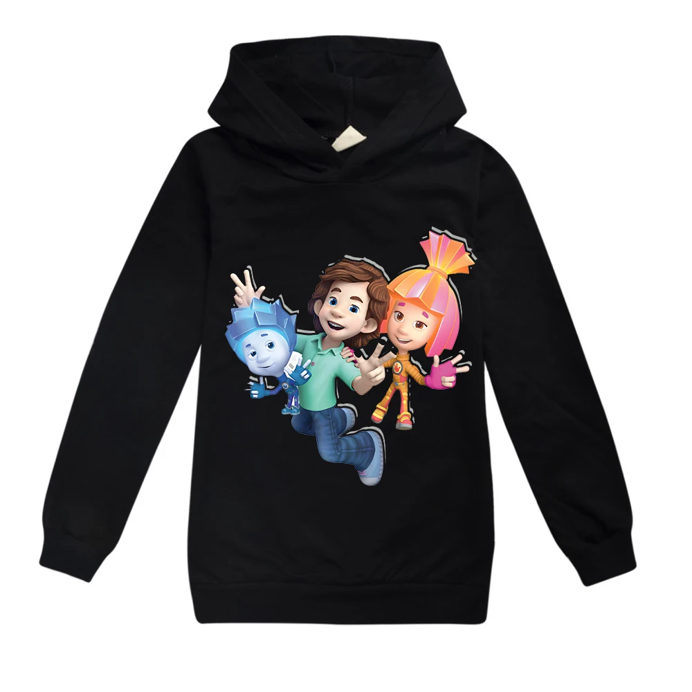 Kids Spring Autumn Hoodies for Boys Tops Cartoon The Fixies Sweatshirts Witch Wizard Funny Hooded Clothes Girls Long Sleeves