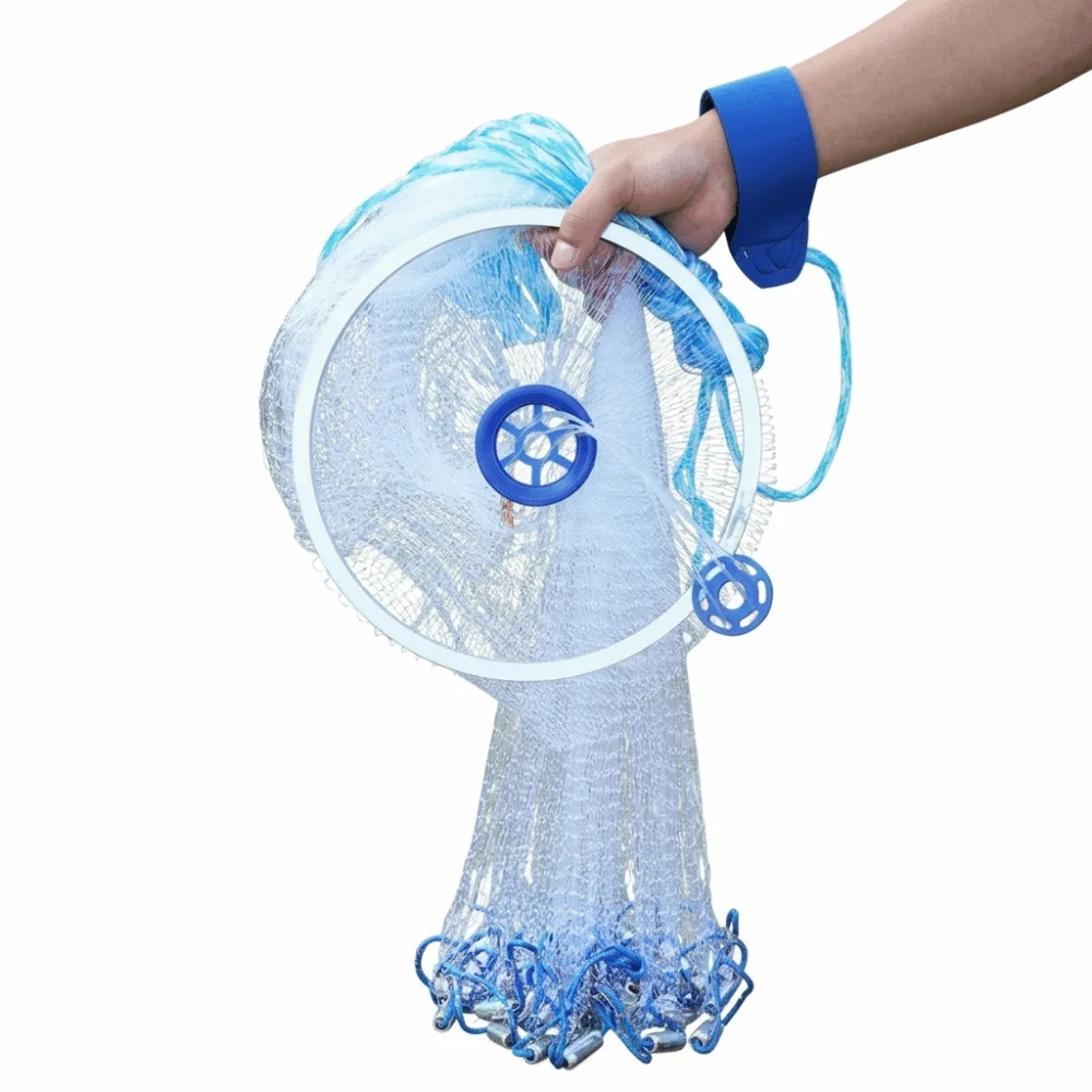 

Nylon Monofilament Cast Fishing Net with Steel Sinker Aluminum Frame Cast Net 8ft 12ft 16ft Hand Throw Net Outdoor Fishing