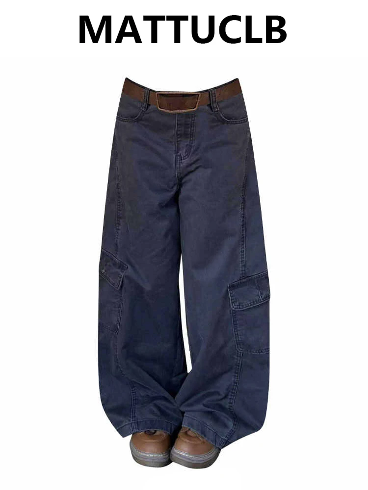 

Women's Baggy Cargo Jeans Men Cleanfit Denim Pants American Retro High Street Y2K Japanese Harajuku College Style Cowboy Grunge