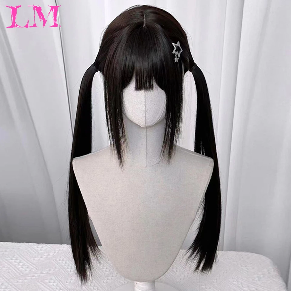 LM Black Hair Long Straight Wigs for Women Natural Hair Synthetic Wigs Daily Cosplay Heat Resistant