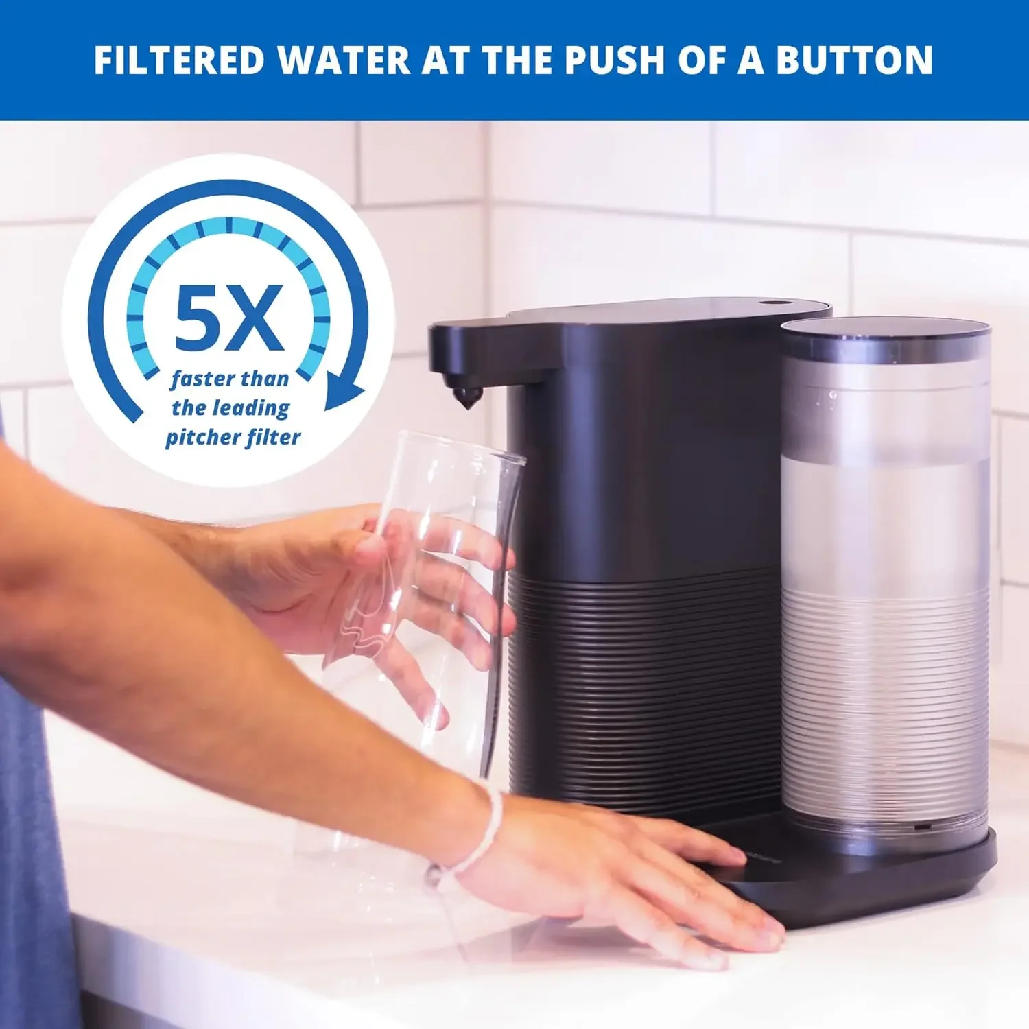 Countertop Filter System for Drinking - Clean Machine - Removes 97% of Chlorine from Tap Water - Compact Water