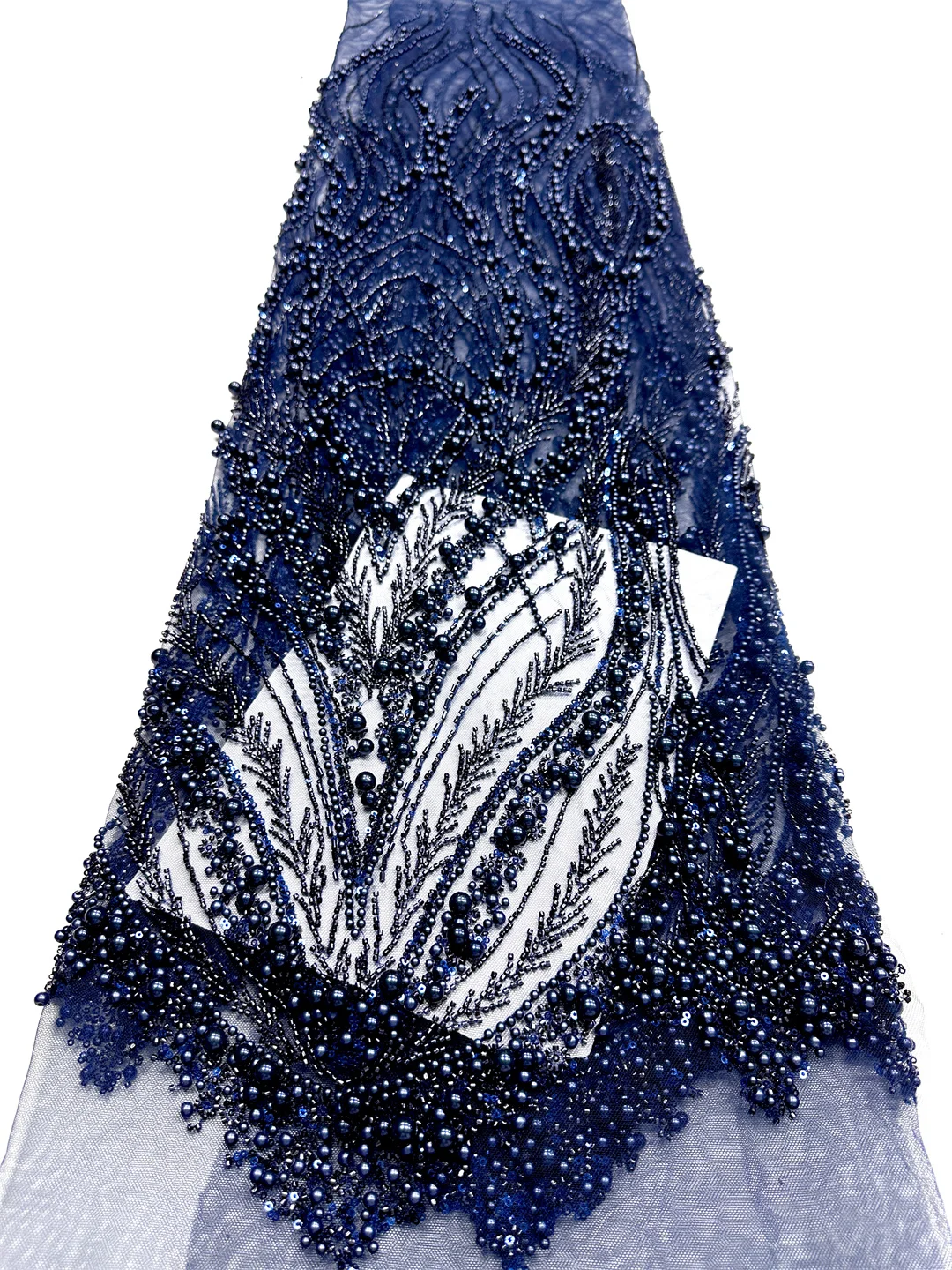 

African Sequins Lace Fabric Luxury 2026 High Quality French Heavy Beaded Tulle Lace Fabric Nigeria For Bridal Party Dress Sewing