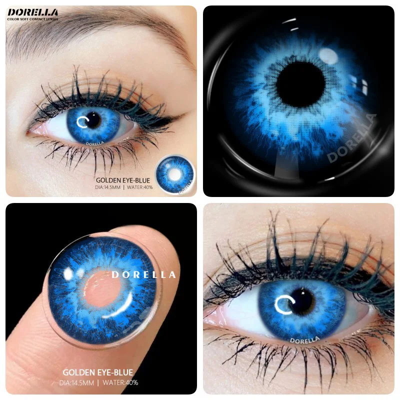 D\'ORELLA 1Pair Cosplay Contact Lenses for Eyes Multicolored Contact Lenses Halloween Black White Eye Lenses Yearly Yellow Lenses