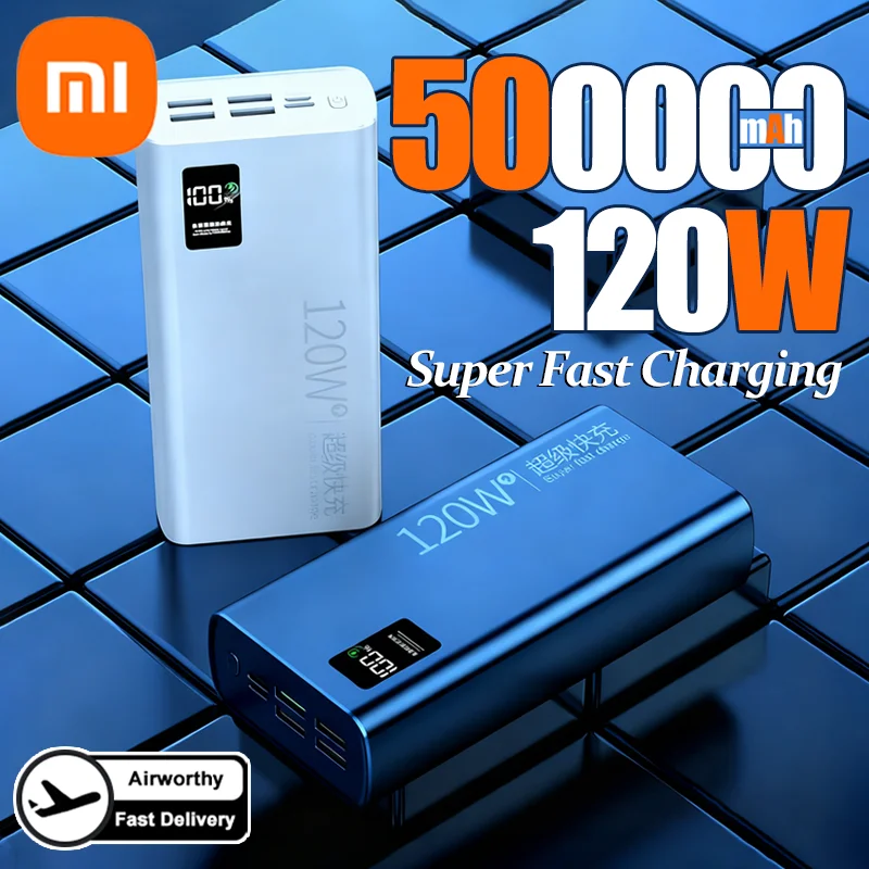 Xiaomi 120W قوة البنك 50000mAh قدرة عالية شحن سريع Powerbank شاحن بطارية محمول آيفون سامسونج هواوي الساخن