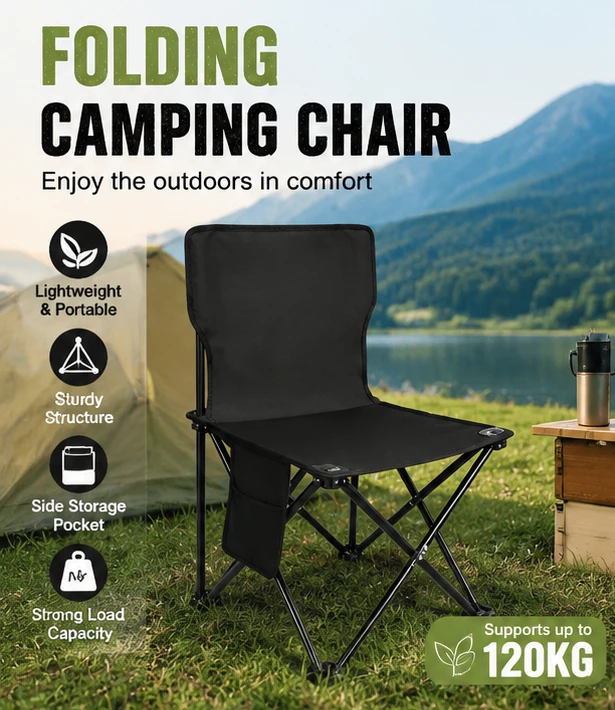 Portable Collapsible Fishing Stool Beach Chair Outdoor Camping Picnic Folding Bench Lightweight Travel Seat